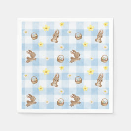 Servilleta De Papel Conejo de Pascua Gingham Azul