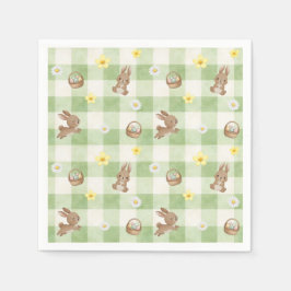 Servilleta De Papel Conejo de Pascua Gingham Verde