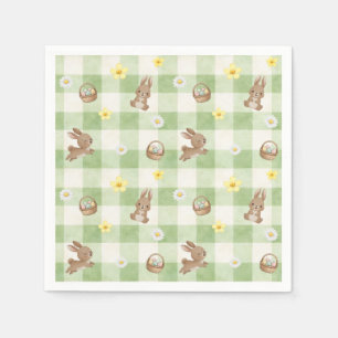 Servilleta De Papel Conejo de Pascua Gingham Verde
