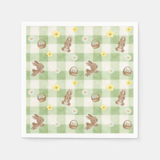 Servilleta De Papel Conejo de Pascua Gingham Verde