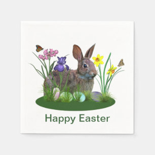 Servilleta De Papel Conejo de Pascua, huevos y flores de primavera