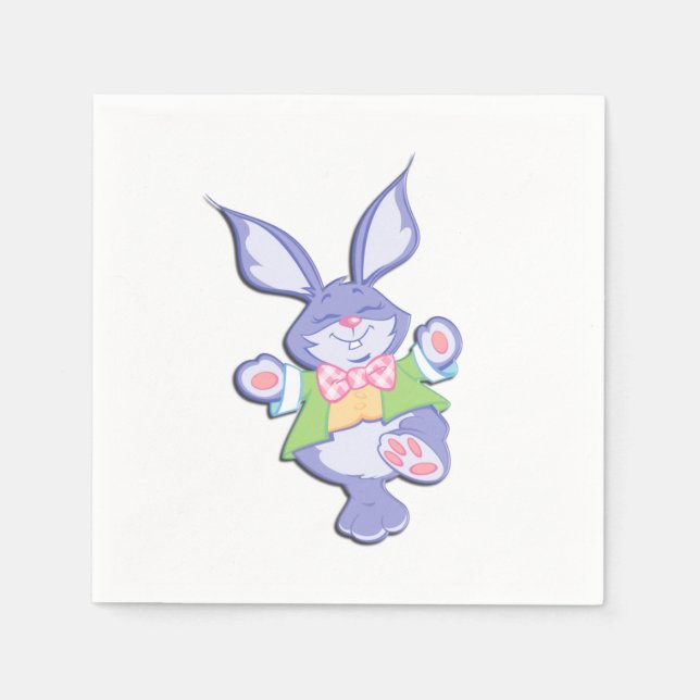Servilleta De Papel Conejo de Pascua morado bailando (Anverso)