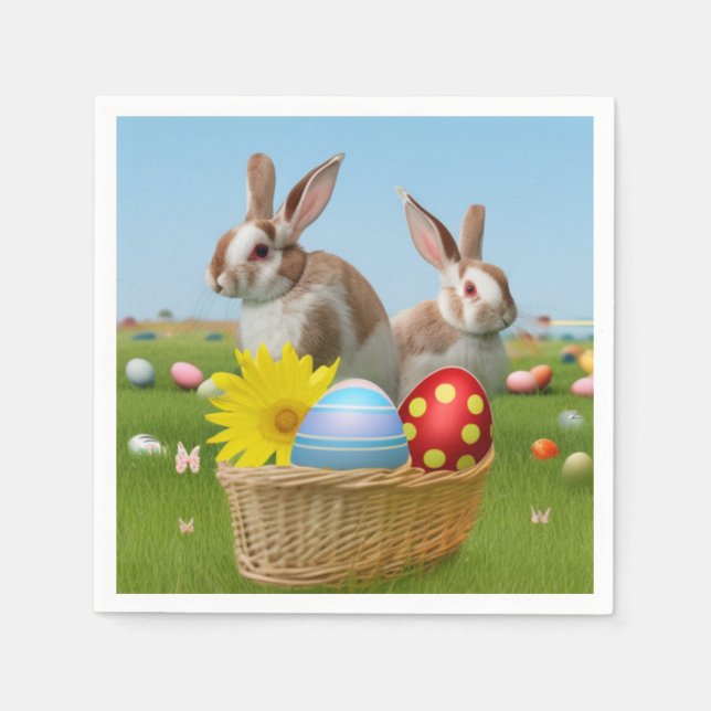 Servilleta De Papel Conejo de Pascua para un ánimo positivo (Anverso)