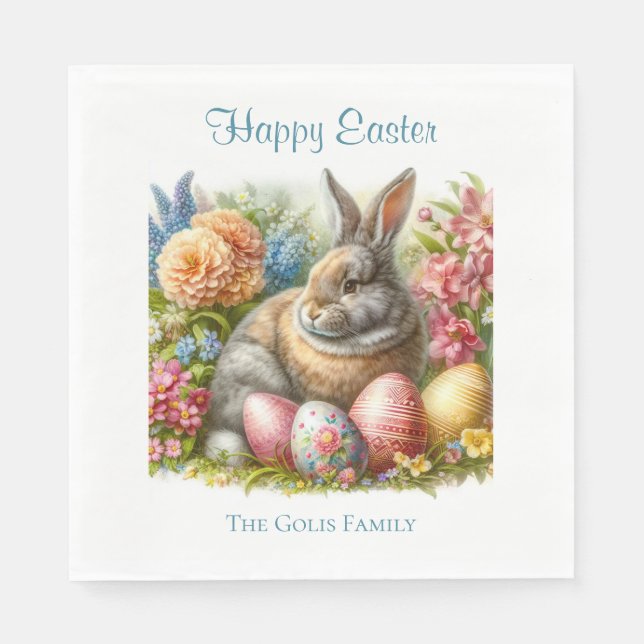 Servilleta De Papel Conejo de Pascua Personalizado (Anverso)