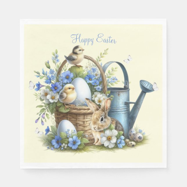 Servilleta De Papel Conejo de Pascua Personalizado Acuarela (Anverso)