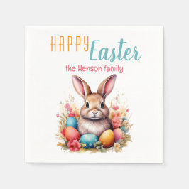 Servilleta De Papel Conejo de Pascua personalizado huevos Familia Feli
