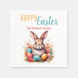 Servilleta De Papel Conejo de Pascua personalizado huevos Familia Feli