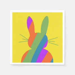Servilleta De Papel Conejo de Pascua rayado con arco iris