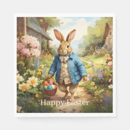 Servilleta De Papel Conejo de Pascua recogiendo huevos de Pascua