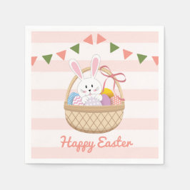 Servilleta De Papel Conejo De Pascua Rosado Y Blanco