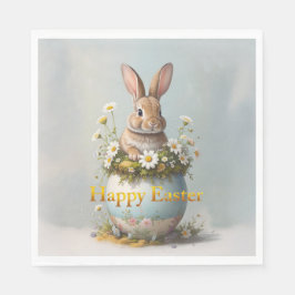 Servilleta De Papel Conejo de Pascua vintage con margaritas