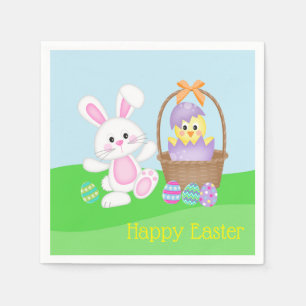 Servilleta De Papel Conejo De Pascua Y Chick Infantil