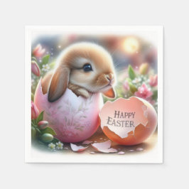 Servilleta De Papel Conejo dentro de un huevo decorativo con flores