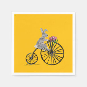 Servilleta De Papel Conejo divertido en bicicleta