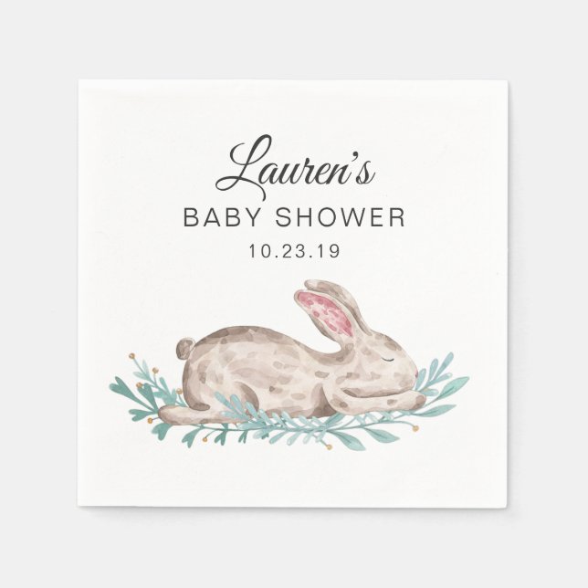 Servilleta De Papel Conejo durmiente Baby Shower Napkin (Anverso)