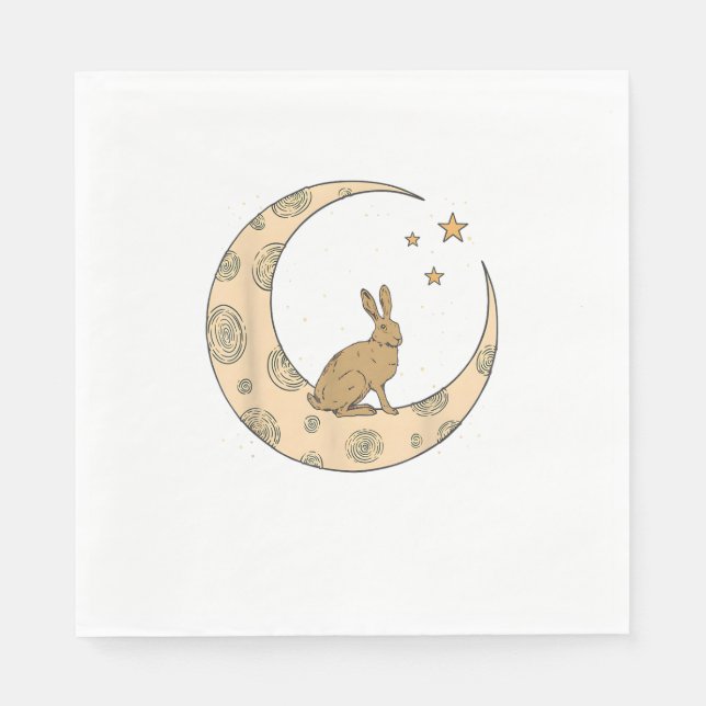 Servilleta De Papel Conejo En La Luna Conejo (Anverso)