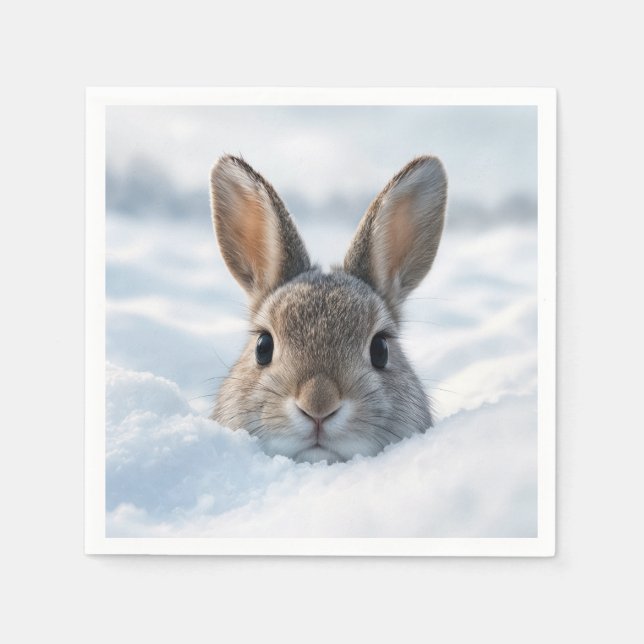 Servilleta De Papel Conejo en una profunda deriva de nieve (Anverso)