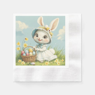 Servilleta De Papel Conejo Feliz de Pascua Huevos Narcisos Mariposas