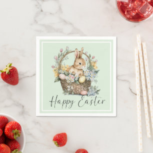 Servilleta De Papel Conejo Mint Green Happy Easter