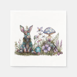 Servilleta De Papel Conejo místico con hongos