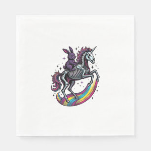 Servilleta De Papel Conejo oscuro montando un unicornio esqueleto grab