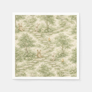 Servilleta De Papel Conejo Oso Picnic Floral Jardín Neutral (1)