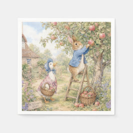 Servilleta De Papel Conejo pato clásico recogiendo manzanas