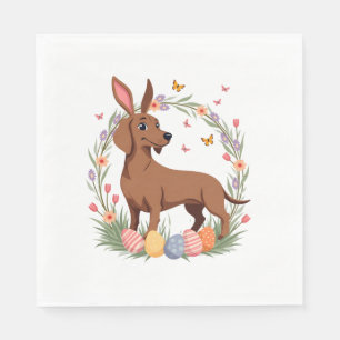 Servilleta De Papel Conejo perro vintage de Pascua Dachshund con huevo