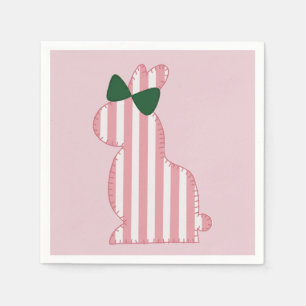 Servilleta De Papel Conejo rayado verde y rosa perrito