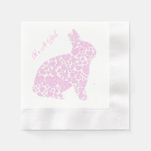 Servilleta De Papel Conejo rosa es un Chica (Anverso)