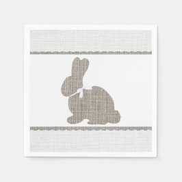 Servilleta De Papel Conejo Rústico de Arpillera Gris Blanca Cumpleaños