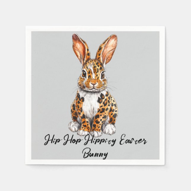 Servilleta De Papel Conejo único con leopardo visto (Anverso)