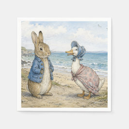 Servilleta De Papel Conejo y pato clásicos junto al mar