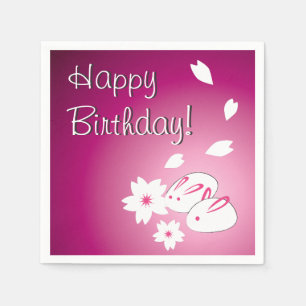 Servilleta De Papel Conejos de nieve japoneses y cumpleaños Sakura