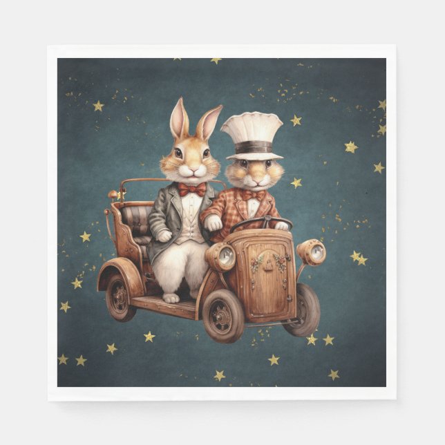 Servilleta De Papel Conejos navideños cutáneos (Anverso)