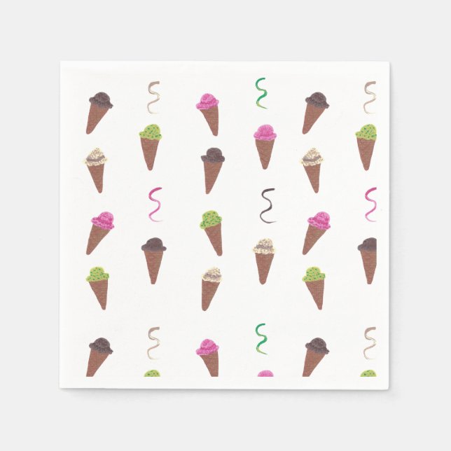 Servilleta De Papel Cones de helado y cintas de papel de cumpleaños (Anverso)