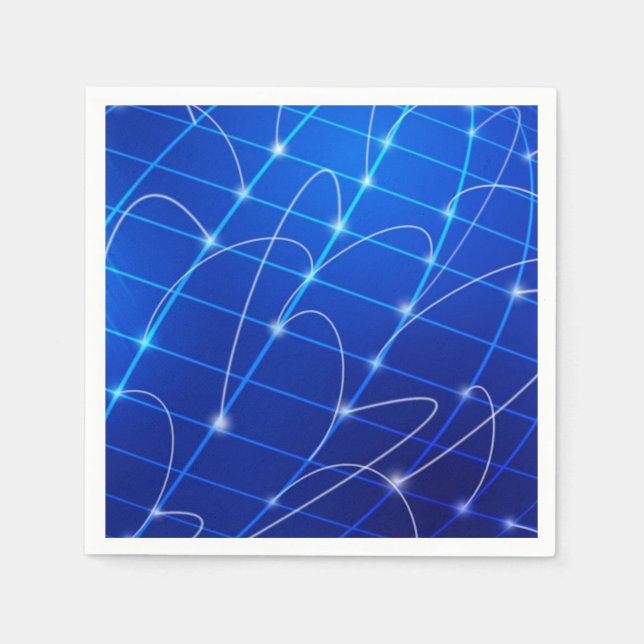 Servilleta De Papel Conexiones de red azul y blanco (Anverso)