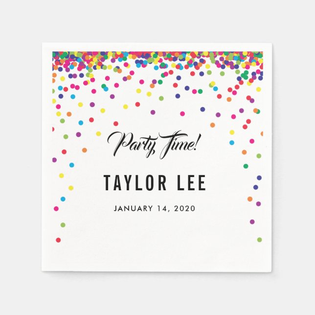 Servilleta De Papel Confeti arcoiris salpicado decoración de fiesta de (Anverso)