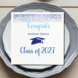 Servilleta De Papel confeti azul 2027 graduación - Felicidades