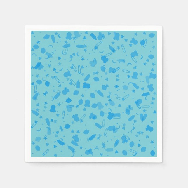 Servilleta De Papel Confeti Azul Bebé Bautizo (Anverso)