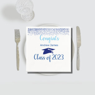 Servilleta De Papel confeti azul graduación 2024 - Felicidades 