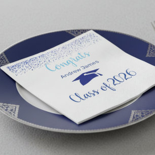 Servilleta De Papel confeti azul graduación 2026 - Felicidades