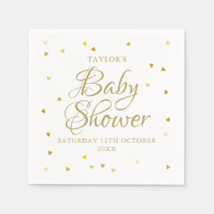 Servilleta De Papel Confeti Corazones Dorados Baby Shower / Lluvia de 