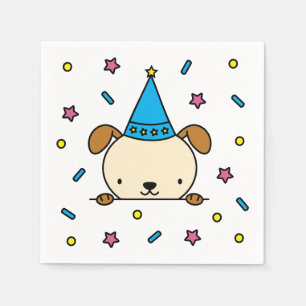 Servilleta De Papel confeti cumpleaños perro ilustración