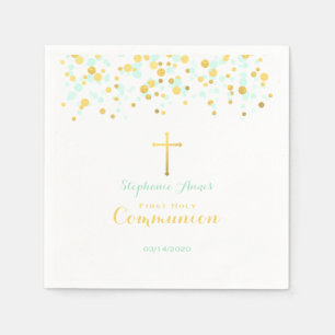 Servilleta De Papel Confeti de la menta y del oro de la comunión