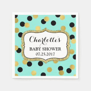 Servilleta De Papel Confeti negro verde azulado Baby Shower del oro