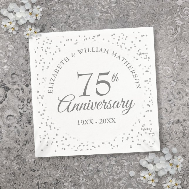 Servilleta De Papel Confeti para Aniversario de Bodas 75 (75th Wedding Anniversary Confetti Napkins)