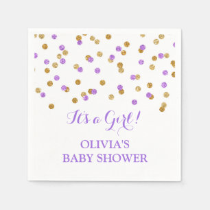 Servilleta De Papel Confeti púrpura Baby Shower del oro