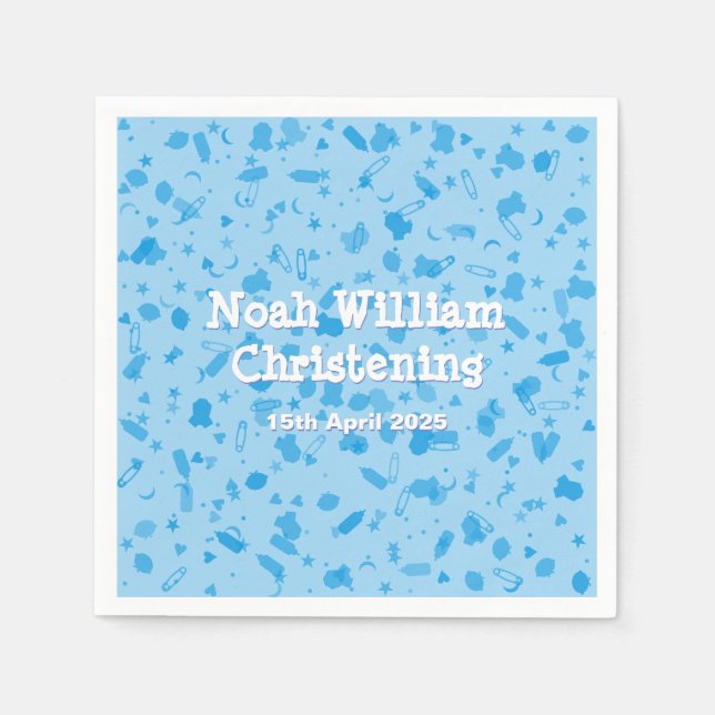 Servilleta De Papel Confeti Rosa Bebé Bautizo (Anverso)