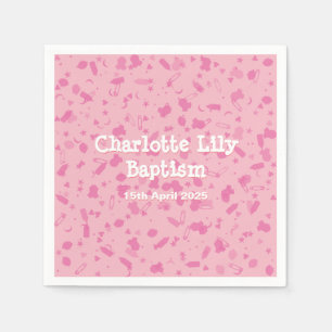 Servilleta De Papel Confeti Rosa Bebé Bautizo